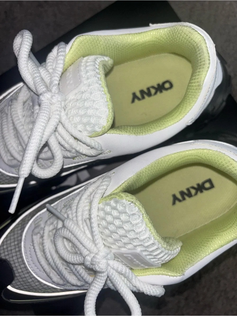 DKNY Black and White Sneakers with Lime Accents